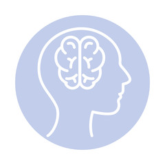 brain inside human head block style icon vector design