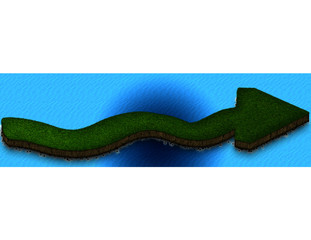 land 2D arrow on water