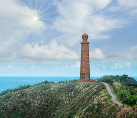 Obraz premium 3d rendering of beautiful light house on the hill