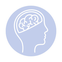 brain inside human head block style icon vector design