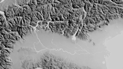 Lombardia, Italy - outlined. Grayscale