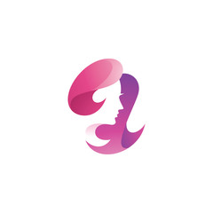 Beauty Woman Face Head Hair Salon Logo Icon
