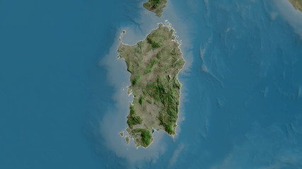 Sardegna, Italy - outlined. Satellite © Yarr65