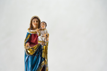 Image of Catholic saints where Our Lady of the Rosary appears on a light background