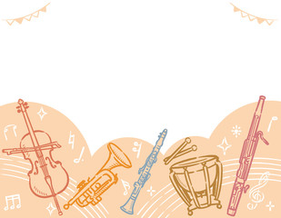 オーケストラの楽器を使ったラベル バナー素材 Wall Mural 夏妃 吉野