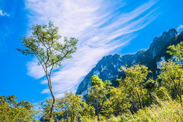 big mountain with blue sky background