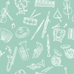 オーケストラの楽器のパターン素材