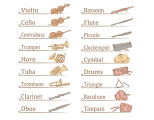 オーケストラの楽器を使ったラベル、バナー素材 © 夏妃 吉野
