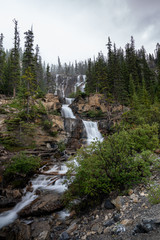 Beautiful Waterfall in the Mountains surrounded by Forests