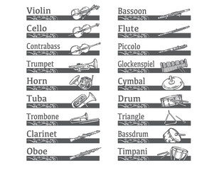 オーケストラの楽器を使ったラベル、バナー素材 © 夏妃 吉野