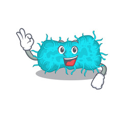Fototapeta premium bacteria prokaryote mascot design style with an Okay gesture finger