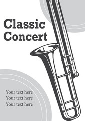 リアルなトロンボーンのイラストを使ったデザイン