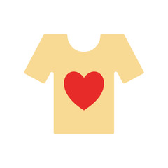 Tshirt with heart flat style icon vector design