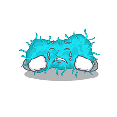 Cartoon character design of bacteria prokaryote with a crying face