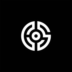 CS monogram logo with abstract circle style and dot in the middle