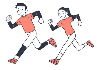 Men and women running.
