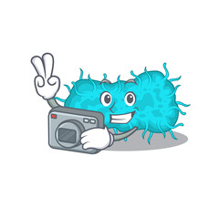 Fototapeta premium bacteria prokaryote mascot design as a professional photographer working with camera