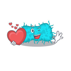 A sweet bacteria prokaryote cartoon character style with a heart