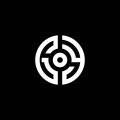 GY monogram logo with abstract circle style and dot in the middle