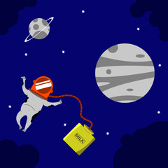 Fototapeta premium Cute cartoon cow in a space