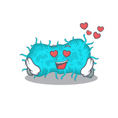 Cute bacteria prokaryote cartoon character has a falling in love face