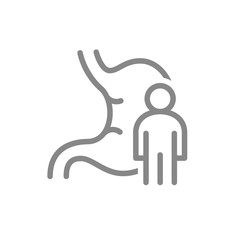 Stomach with man line icon. Human gastrointestinal tract symbol