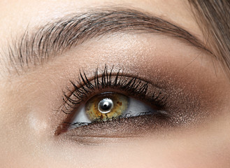 Obraz premium Closeup macro shot of blue human woman eye