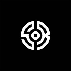 SR monogram logo with abstract circle style and dot in the middle