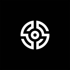 SS monogram logo with abstract circle style and dot in the middle