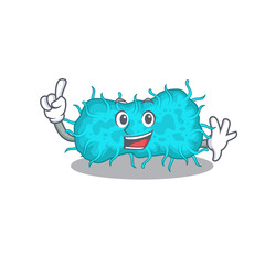Fototapeta premium bacteria prokaryote mascot character design with one finger gesture