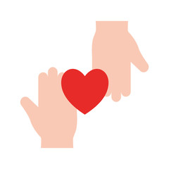 Hands with heart flat style icon vector design