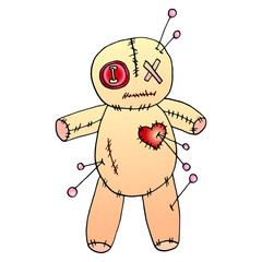 Colorful voodoo doll vector illustration.