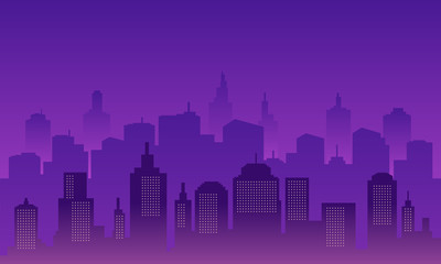 Silhouette background city of night with skyscraper