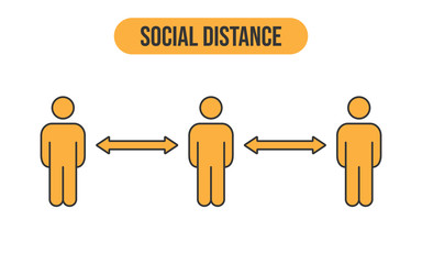 Social distancing vector icon. Keep your distance in public to prevent coronavirus pandemic. Preventive measures in quarantine times.