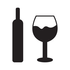 Wine glass icon or symbol vector illustration with bottle
