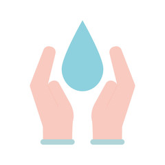 Fototapeta na wymiar Hands with water drop flat style icon vector design