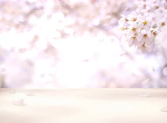 Fleecedeken met foto 合成用背景　桜の木とテーブル © nishida