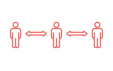 Social distancing vector icon. Keep your distance in public to prevent coronavirus pandemic. Preventive measures in quarantine times.