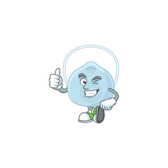 Mascot design style of breathing mask showing Thumbs up finger