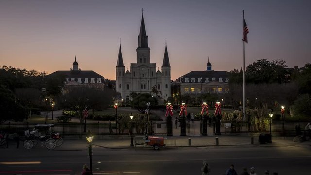 Jackson Square in New Orleans Sunset Timelapse