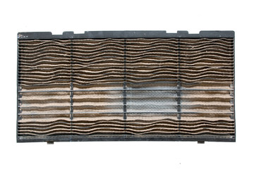 Dust in the air conditioning filter on a white background,Clipping path.