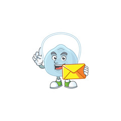 Cute face breathing mask mascot design bring brown envelope