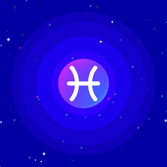 Obraz premium Vector illustrator Pisces symbol In the illustration, there are many small stars. The color scheme in the design is a galaxy tone.