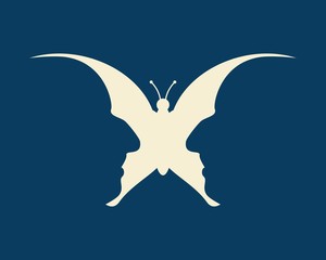 A butterfly or two face profile view. Optical illusion. Human head make silhouette of insect
