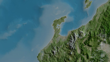 Ishikawa, Japan - outlined. Satellite © Yarr65