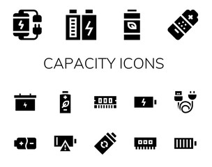 Fototapeta na wymiar Modern Simple Set of capacity Vector filled Icons