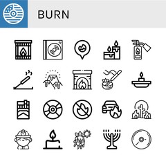 burn simple icons set