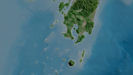 Kagoshima, Japan - outlined. Satellite © Yarr65