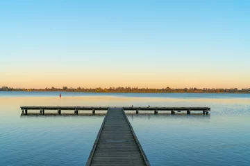 Selbstklebende Fototapeten T shaped jetty on edge of Lake Wendouree, Ballarat. © Brian Scantlebury