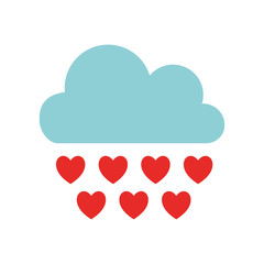 clouds with hearts flat style icon vector design
